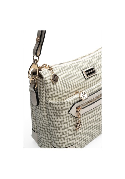 Silver & Polo Silver Polo Yeşil - Kemik Kaz Ayağı Ekose Kadın Çapraz Çanta Sp1110