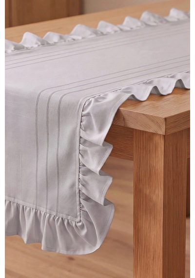 Gri Fırfırlı Colber Runner 45x115 Cm