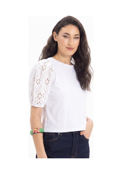 Tudors Kadın Slim Fit Dar Kesim %100 Pamuk Kısa Kollu Bisiklet Yaka Beyaz Tişört-50792