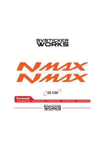 Yamaha Nmax Uyumlu Yazı Sticker Yüksek Kalite Özel Kesim Folyo 2'li Set Turuncu