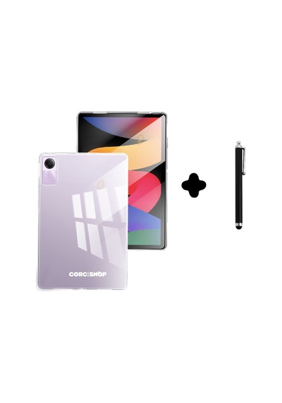 Xiaomi Redmi Pad Se 11 Inç Kılıf Şeffaf Koruyucu Arka Kapak Silikon + Tablet Kalemi Arka Kapak