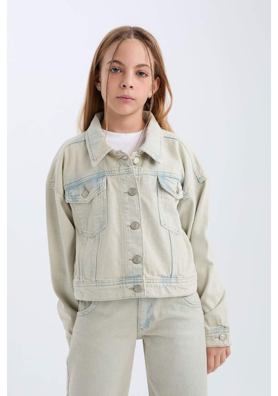 DeFacto Kız Çocuk Jean Ceket D7104A825SPNM39 Mavi
