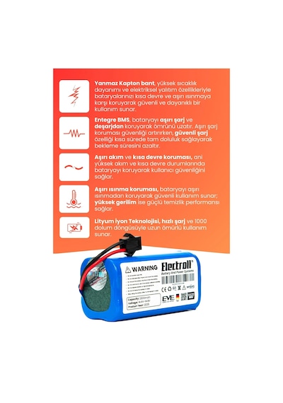 Soultech Rb002 Uyumlu Batarya Yüksek Kapasite 2800mah Pil Robot Süpürge Bataryası