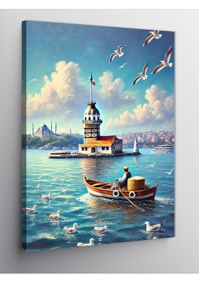 Kanvas Tablo Kız Kulesi Ve Sandal 50cmx70cm