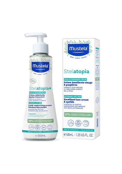 Mustela Stelatopia Lipit Yenileyici Krem 300 Ml + Stelatopia Emollient Face Cream Yüz Kremi 40 Ml