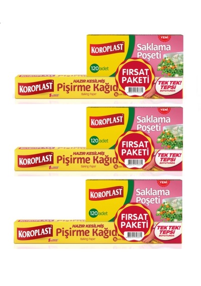 Koroplast Pişirme Kağıdı 16 Lı Saklama Poşeti 120 Li Orta Boy X 3