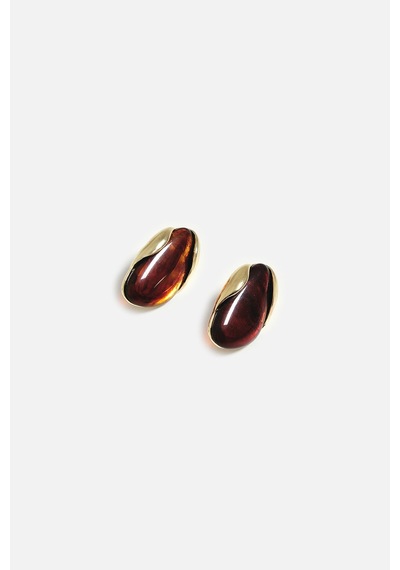 Oval Reçine Küpe Gold 81810264