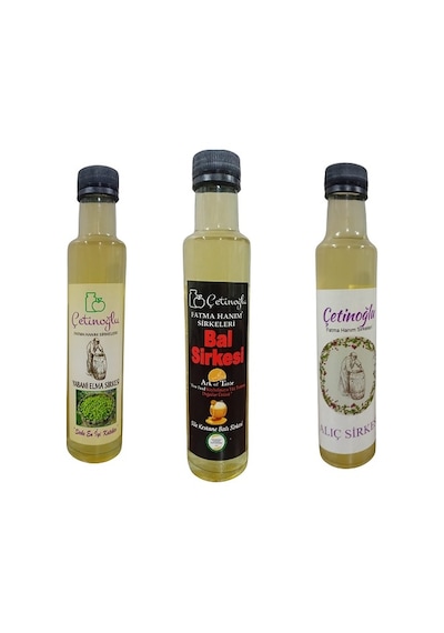Çetinoğlu Fatma Hanım Bal Sirkesi + Alıç Sirkesi + Elma Sirkesi 250 ML