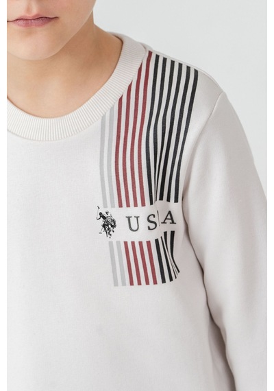 U.S. Polo Assn. Erkek Çocuk Baskılı Beyaz Uzun Kol Eşofman Takımı Us2613-c-v2 Us2613-c-v2