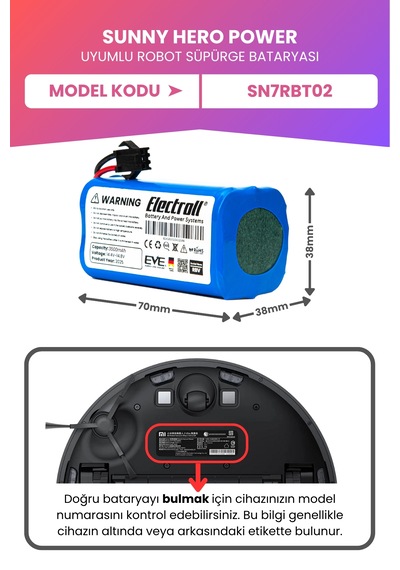 Sunny Hero Power Uyumlu Batarya Maksimum Kapasite 3500mah Pil