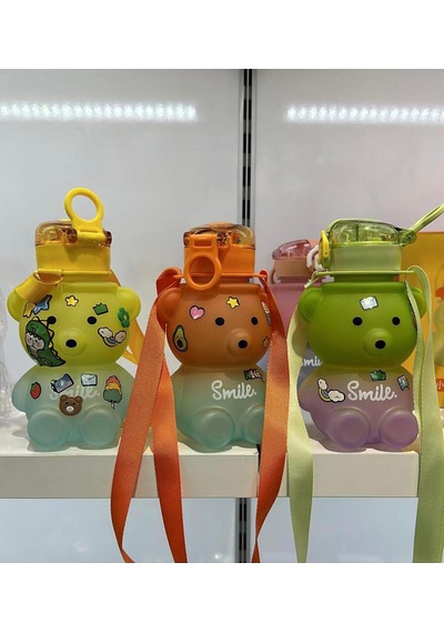 Smile Ayıcık Model Su Matarası Su Şişesi Suluk 800 0ml Bpa Içermez Suluk Çocuk Okul Su Şişesi Çok Re Diğer