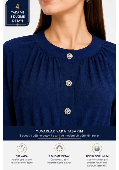 Miss Meliss Yazlık Çilek Kumaş Düğme Detaylı Beli Bağlamalı İkili Tunik - Pantolon Takım Lacivert Lacivert Miss Meliss Yazlık Çilek Kumaş Düğme Detaylı Beli Bağlamalı İkili Tunik - Pantolon Takım Lacivert Lacivert