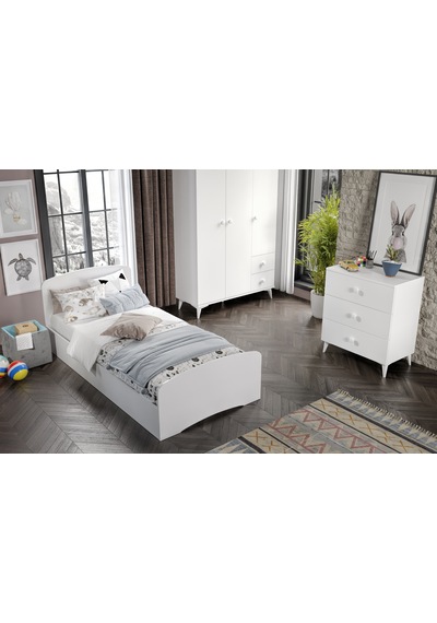 Soft Çocuk Odası Takımı Beyaz - Karyola, 3 Kapaklı 2 Çekmeceli Gardırop, 3 Çekmeceli Şifonyer Soft Çocuk Odası Takımı Beyaz - Karyola, 3 Kapaklı 2 Çekmeceli Gardırop, 3 Çekmeceli Şifonyer