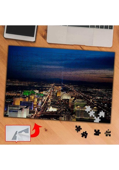 Şehir, Gece, Metropol, Binalar 240 Parça Puzzle Yapboz Tablo-251a