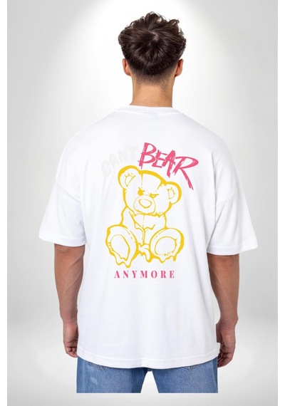 Artık Katlan Beyaz Oversize Unisex Ön Ve Sırt Baskılı Tişört Beyaz