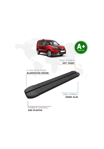 Fiat Doblo Yan Basamak 2010 2022 Model S-line Siyah