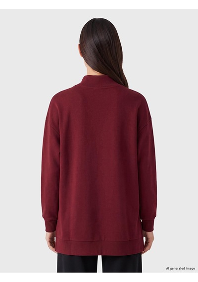 LC Waikiki Lc Waıkıkı Bordo Dik Yaka Kadın Sweatshirt Tunik