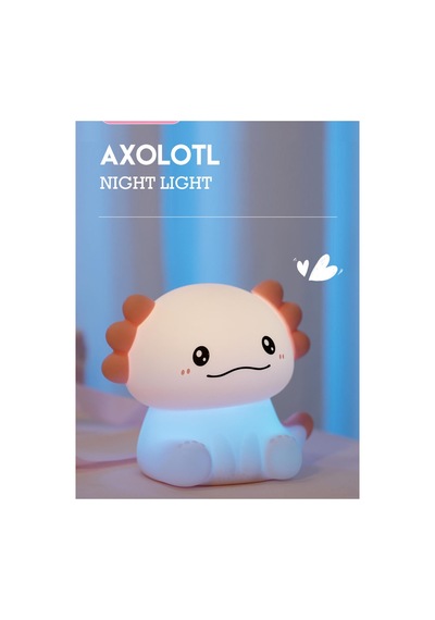 Sevimli Axolotl Gece Lambası Beyaz Beyaz