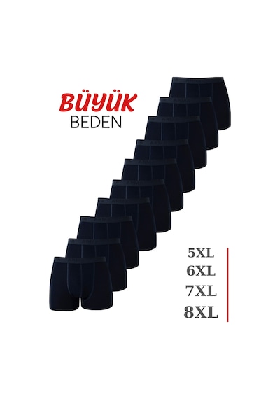 Arma Yıldız Erkek Lacivert Büyük Beden Boxer Pamuklu Likralı 10'lu Paket Lacivert