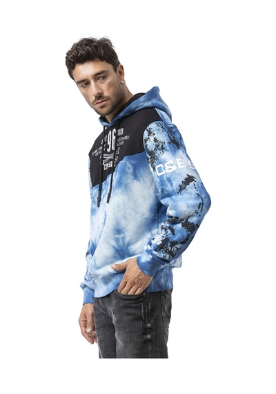 Cipo & Baxx Cl593 Erkek Hoodie Sweatshirt Modern Baskılı, Kapüşonlu, Rahat Kesim Sweatshirt Mavi