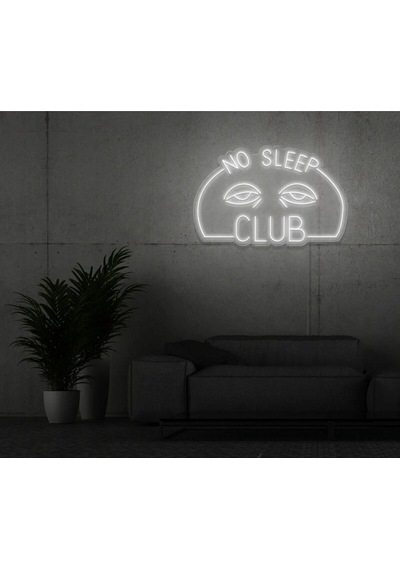 No Sleep Club Yazılı Ve Şekilli Neon Tabela Beyaz