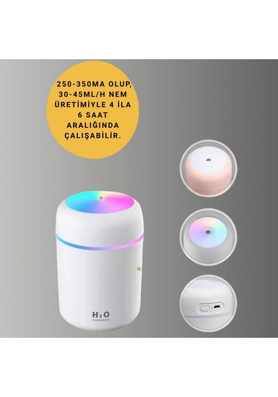 300ml Usb Taşınabilir Hava Nemlendirici Rgb Işıklı Sessiz Buhar Cihazı