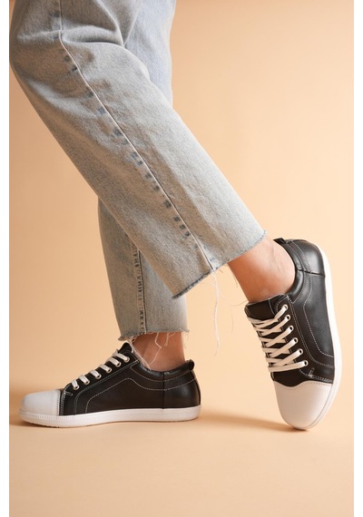 Analin Shoes Kadın Hakiki Deri Casual Spor Ayakkabı Siyah