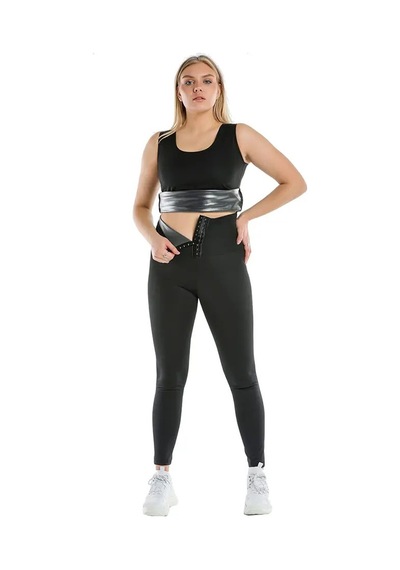 Enenstyle Fashıon Boutıque Termal Sauna Agraflı Atlet Takım Siyah