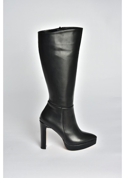 Fox Shoes V820660609 Siyah Kalın Platform Topuklu Kadın Çizme Siyah