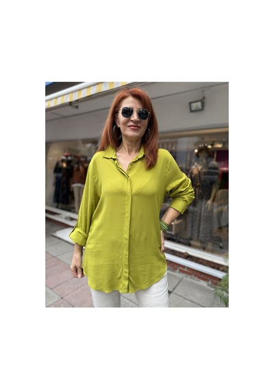 Denizege E-viskon Gömlek Fıstık Yeşil Yeşil