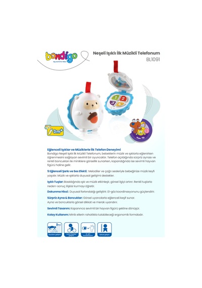 Bondigo Bl1091 Neşeli Işıklı İlk Müzikli Telefonum