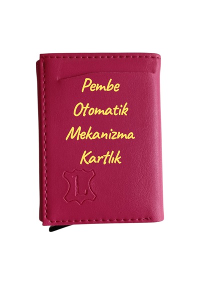 Organıcyou Yıwushı Otomatik Mekanizma Kartlık Unisex 9 Kart Bölme Pu Deri Yüksek Kaliteli Pembe