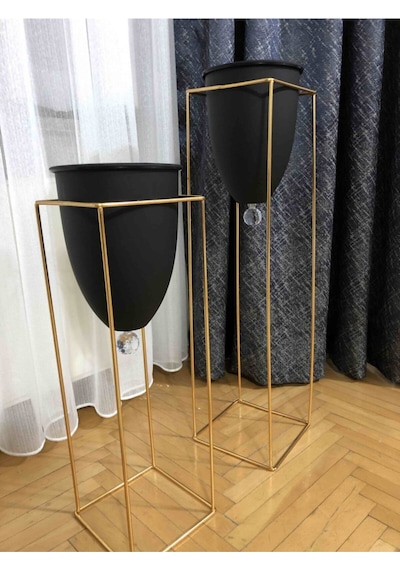2'li Metal Ayaklı Saksı Çiçeklik -s100