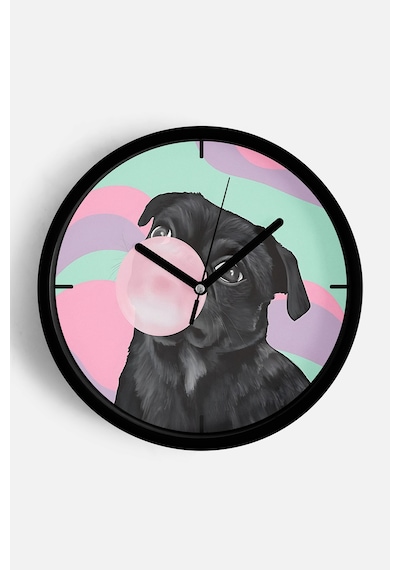 Sevimli Köpek Temalı Modern Duvar Saati - 25cm - Önü Camlı Siyah Kasa - Sessiz Mekanizma-jh0014 Siyah