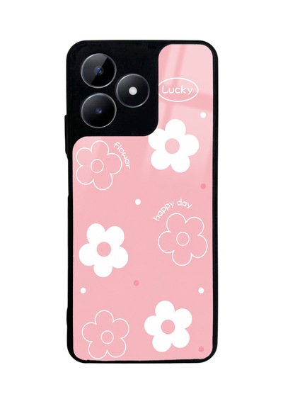 Realme C53 Pink Lucky Happy Day Tasarımlı Glossy Telefon Kılıfı Pembe