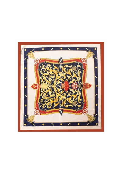 Inno 60x60 Cm Premium Saten Desenli Dikişli Fular Mor
