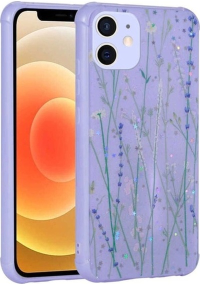 Apple Uyumlu iPhone 12 Kılıf Simli Desenli Kamera Korumalı Parlak Zore Popy Kapak Dallar