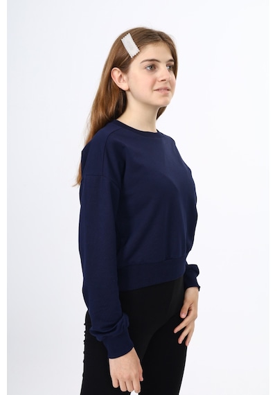 Toontoy Kız Çocuk Düşük Omuz Gazeli Okul Sweatshirt Lacivert