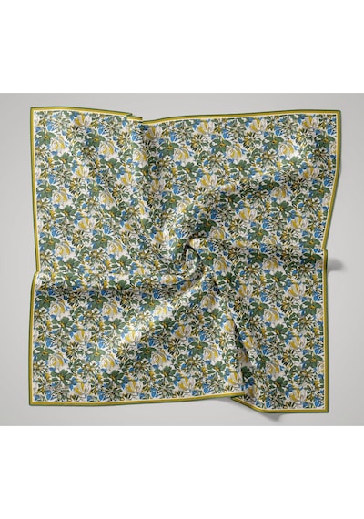 Silk Home Twill İpek Eşarp 11477-13 Ekru, Mavi, Yağ Yeşili, Asit Yeşili, Koyu Yeşili