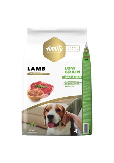 Amity Super Premium Az Tahıllı Kuzulu Yetişkin Köpek Maması 4 KG