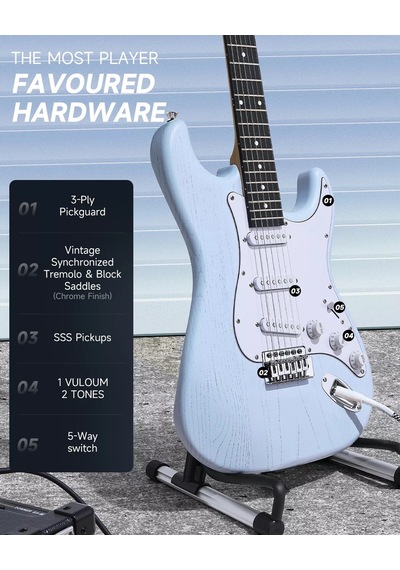 Donner Dst-80 St Elektro Gitar Seti Sonic Blue
