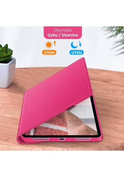 Apple Uyumlu İpad Yatay Ve Dikey Standlı 360 Derece Döner Tablet Kılıfı İpad Pro 4.nesil 11 Pembe