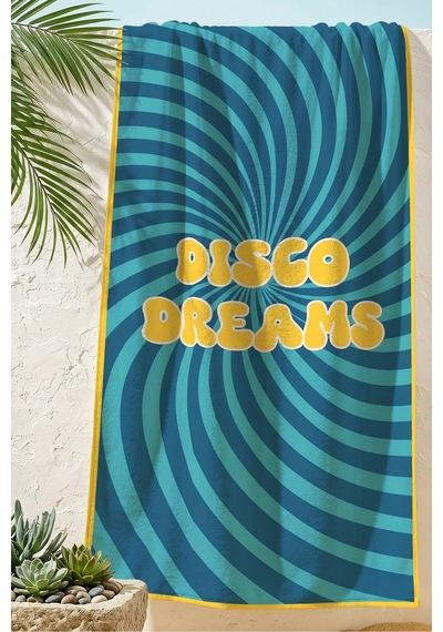 Retro Disco Dreams Modern Plaj Havlusu - Turkuaz Lacivert Sarmal Tasarım Hızlı Kuruyan Havlu Örtü Çok Renkli