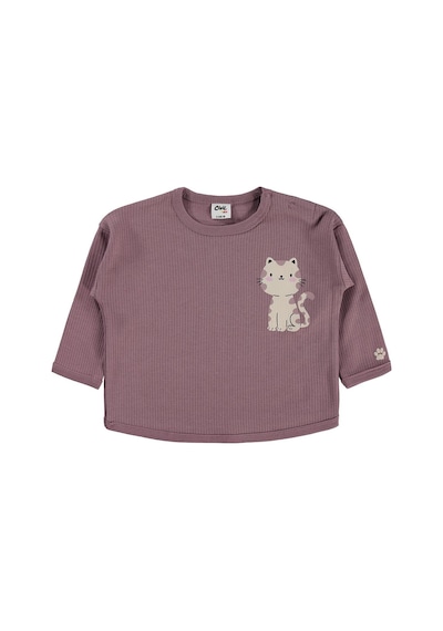 Oturan Kedi Baskılı 6-18 Ay Sweatshirt - Kahve 6-9 Ay Kahve