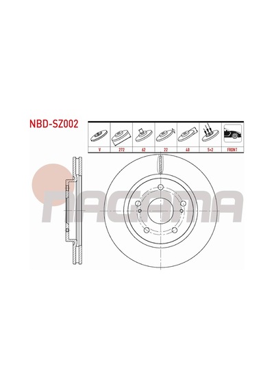 Suzukı Swıft Iv Fz,nz 1.2 2010- Fren Diski Ön Havalı 5 Bjn 272x22x62x40 5531170l00000