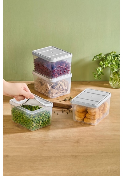 Selka Home 4 Adet Derin 1 Lt. Nora Organizer  Buzdolabı Buzluk Düzenleyici Saklama Kabı