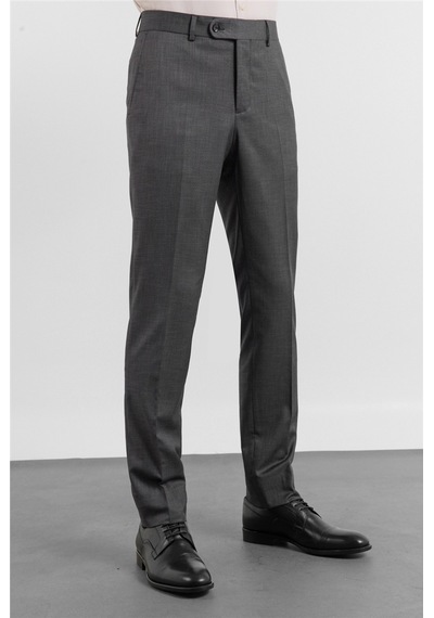 İmza Siyah - Antrasit Yan Cep Kendinden Desenli Slim Fit Esnek Classic Pantolon 1003255178