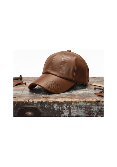 Valkyrie Erkek Açık Kahverengi Deri Şapka Kavisli Siperlikli Ayarlanabilir Spor Günlük Baseball Cap Kahve