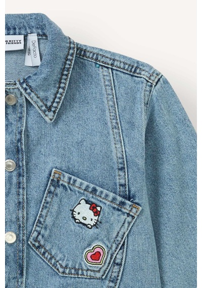 Defacto Hello Kitty Nakışlı Düğmeli Jean Ceket Kız Bebek I1184a526aunm28 Mavi-nm28