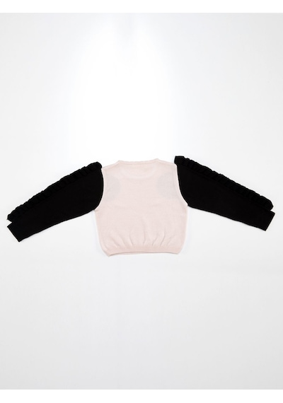Denokids Mushi Kuğu Kız Triko Kazak Pembe - Siyah